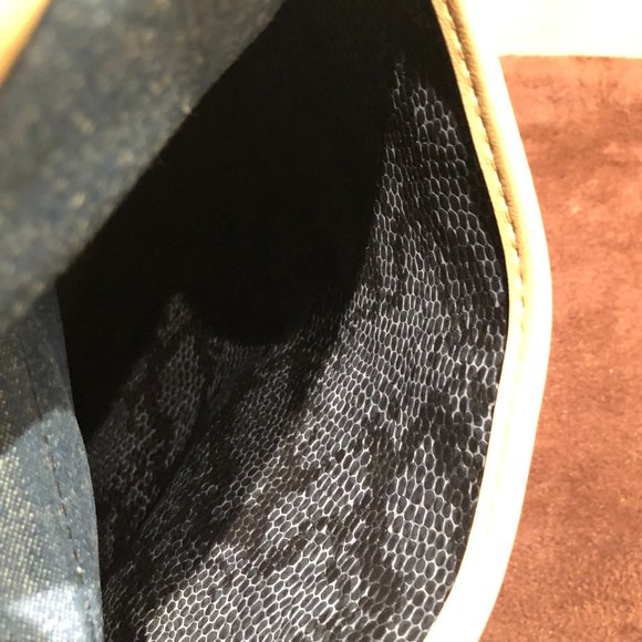 Denim Blue/Tan Trimmed Lightweight Back Pack with Double Compartments. - Picture 16 of 16